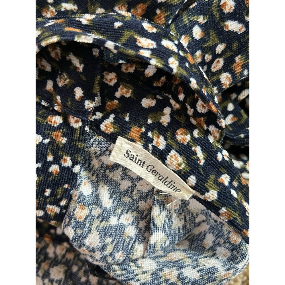 Saint Geraldine Women's Floral Print Corduroy Overalls Size Small Black - Picture 8 of 8